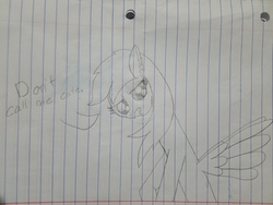 Size: 4032x3024 | Tagged: safe, artist:asiandra dash, rainbow dash, pegasus, pony, g4, cute, dashabetes, female, lined paper, pencil drawing, solo, spread wings, traditional art, wings