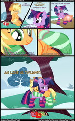 Size: 4000x6450 | Tagged: safe, artist:nightmaremoons, applejack, twilight sparkle, alicorn, earth pony, pony, g4, alternate hairstyle, bundled up for winter, clothes, comic, crying, crying on the outside, female, hearth's warming eve, horn, horn warmer, hug, lesbian, mare, scarf, ship:twijack, shipping, show accurate, socks, striped socks, tears of joy, twilight sparkle (alicorn)