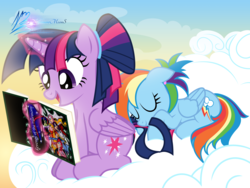 Size: 8000x6000 | Tagged: safe, artist:nightmaremoons, rainbow dash, twilight sparkle, alicorn, pony, g4, absurd resolution, alternate hairstyle, book, cloud, duo, open mouth, show accurate, sleeping, twilight sparkle (alicorn)