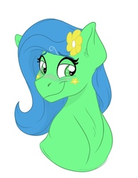 Size: 515x663 | Tagged: safe, artist:pastel-charms, oc, oc only, oc:crystal, pony, blushing, female, flower, flower in hair, mare, simple background, solo, white background