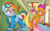 Size: 3072x1874 | Tagged: safe, artist:maren, rainbow dash, smolder, dragon, pegasus, pony, g4, blushing, butt, caught, clothes, commission, dragoness, duo, duo female, exclamation point, female, goggles, hallway, high res, mare, open mouth, plot, princess smolder, puffy sleeves, rainbutt dash, raised tail, school, school of friendship, smolder also dresses in style, smolderriere, sweat, tail, undressing, uniform, wardrobe malfunction, we don't normally wear clothes, wonderbolts uniform