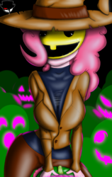 Size: 1812x2876 | Tagged: safe, artist:fiercewendigo, pinkie pie, human, equestria girls, g4, clothes, crossover, disney, female, gravity falls, halloween, hat, holiday, looking at you, male, solo, summerween, summerween trickster