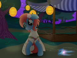 Size: 8000x6000 | Tagged: safe, artist:nightmaremoons, oc, oc only, oc:sureibu, pony, bipedal, blushing, clothes, commission, festival, kimono (clothing), lantern, paper lantern, sexy, show accurate, solo