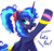 Size: 3751x3505 | Tagged: safe, artist:maren, princess luna, alicorn, pony, between dark and dawn, g4, my little pony: friendship is magic, 80s, 80s princess luna, alternate hairstyle, dialogue, doodle, engrish, eyeliner, female, fun, grammar error, high res, makeup, mare, open mouth, ponytail, simple background, smiling, solo, white background