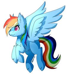 Size: 1606x1696 | Tagged: safe, artist:noxi1_48, rainbow dash, pegasus, pony, g4, digital art, female, fluffy, happy, simple background, solo, spread wings, white background, wings
