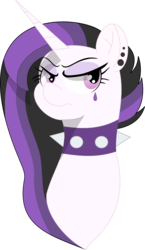 Size: 1111x1920 | Tagged: safe, artist:shooting star, princess celestia, alicorn, pony, between dark and dawn, g4, bust, collar, female, goth, makeup, piercing, pink eyes, portrait, punklestia, simple background, solo, transparent background, vector