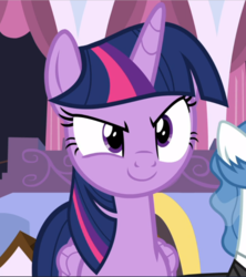 Size: 836x940 | Tagged: safe, screencap, fancypants, twilight sparkle, alicorn, pony, unicorn, between dark and dawn, g4, cropped, determined, faic, female, grin, male, mare, offscreen character, smiling, solo focus, stallion, twilight sparkle (alicorn)