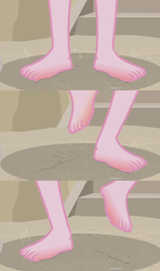 Size: 1366x2304 | Tagged: safe, edited screencap, screencap, pinkie pie, equestria girls, g4, my little pony equestria girls: better together, too hot to handle, barefoot, close-up, comic, feet, foot closeup, hot, hotfoot, legs, ouch, pictures of legs, screencap comic