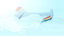 Size: 1702x957 | Tagged: safe, artist:brutalweather studio, rainbow dash, pony, ponyville's incident, g4, abuse, butt inflation, cartoon physics, cloud, constipated, dashabuse, derp, flying, great moments in animation, lol, sexy, shapeshifting, show accurate, sky, solo, stuck, you're not you when you're hungry