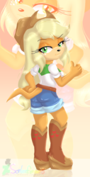 Size: 578x1142 | Tagged: safe, artist:sonleeforever5, applejack, echidna, anthro, plantigrade anthro, g4, clothes, equestria girls outfit, female, solo, sonic the hedgehog (series), sonicified, species swap, zoom layer