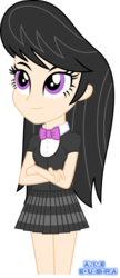 Size: 450x1040 | Tagged: safe, artist:anime-equestria, octavia melody, equestria girls, g4, bowtie, clothes, crossed arms, female, human coloration, miniskirt, pleated skirt, simple background, skirt, smiling, solo, transparent background, vector