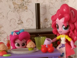 Size: 1200x900 | Tagged: safe, artist:whatthehell!?, pinkie pie, equestria girls, g4, clothes, doll, equestria girls minis, eqventures of the minis, female, food, irl, kitchen, photo, stove, table, toy
