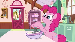 Size: 1920x1080 | Tagged: safe, screencap, pinkie pie, pony, between dark and dawn, g4, bowl, cute, diapinkes, female, mare, solo, whisk