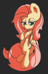 Size: 1291x1989 | Tagged: safe, artist:php106, fluttershy, pegasus, pony, g4, bedroom eyes, butt, covering, cute, digital art, embarrassed, featureless crotch, female, folded wings, lidded eyes, looking at you, mare, plot, simple background, solo, wings
