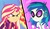 Size: 1879x1080 | Tagged: safe, screencap, dj pon-3, sunset shimmer, vinyl scratch, equestria girls, g4, my little pony equestria girls: choose your own ending, the last drop, the last drop: sunset shimmer, clothes, game