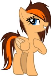 Size: 1381x2078 | Tagged: safe, artist:sirrainium, oc, oc only, oc:aerion featherquill, pegasus, pony, base used, eye clipping through hair, female, hair over one eye, mare, palindrome get, pointing at self, raised hoof, simple background, smiling, solo, transparent background, two toned mane, two toned wings, wings