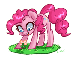 Size: 4000x3000 | Tagged: safe, artist:annakitsun3, pinkie pie, earth pony, pony, g4, cute, diapinkes, female, flower, mare, open mouth, simple background, solo, transparent background