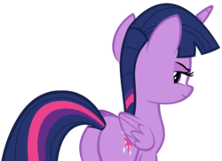 Size: 7496x5464 | Tagged: editor needed, safe, artist:andoanimalia, edit, twilight sparkle, alicorn, pony, friendship university, g4, absurd resolution, bedroom eyes, butt, caught, female, folded wings, looking at you, plot, sexy, she knows, simple background, smug, solo, transparent background, twibutt, twilight sparkle (alicorn), vector, wings