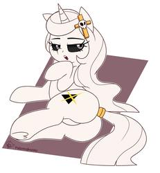 Size: 2400x2600 | Tagged: safe, artist:notenoughapples, oc, oc only, oc:whitefire, pony, unicorn, black sclera, female, hairpin, high res, patreon, patreon reward, simple background, solo, tail ring, white background