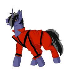 Size: 1600x1600 | Tagged: safe, artist:shiroclaws, oc, pony, unicorn, clothes, cosplay, costume, male, michael jackson, ponysona, solo, thriller