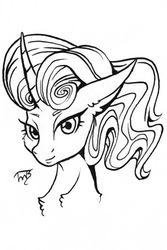 Size: 1000x1500 | Tagged: safe, artist:tillie-tmb, mistmane, pony, unicorn, g4, bust, female, lineart, monochrome, portrait, solo