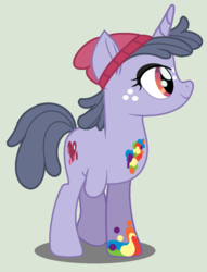 Size: 904x1184 | Tagged: dead source, safe, artist:grumppanda, oc, oc only, oc:street art, pony, unicorn, amputee, base used, congenital amputee, female, freckles, mare, movie accurate, simple background, smiling, solo