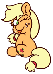 Size: 650x900 | Tagged: safe, artist:threetwotwo32232, applejack, earth pony, pony, g4, female, looking back, mare, solo