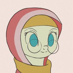 Size: 540x540 | Tagged: safe, artist:tehwatever, desert flower, earth pony, pony, g4, animated, blinking, bust, clip studio paint, clothes, cute, digital art, female, frame by frame, gif, glasses, hijab, mare, meganekko, no catchlights, scarf, simple background, solo, somnambula resident, squigglevision