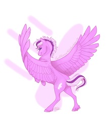 Size: 737x840 | Tagged: safe, artist:catlovergirl, artist:rubenite, oc, oc only, pegasus, pony, cutie mark, cutie mark background, female, gift art, large wings, lidded eyes, looking at you, mare, rearing, smiling, solo, spread wings, unshorn fetlocks, wings