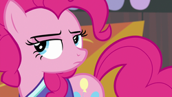 Size: 1280x720 | Tagged: safe, screencap, pinkie pie, earth pony, pony, common ground, g4, my little pony: friendship is magic, female, mare, pinkie pie is not amused, solo, unamused