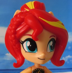 Size: 885x900 | Tagged: safe, artist:whatthehell!?, sunset shimmer, equestria girls, g4, beach, clothes, doll, equestria girls minis, female, irl, photo, toy