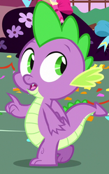 Size: 448x720 | Tagged: safe, screencap, spike, dragon, g4, yakity-sax, claws, cropped, male, solo, tail, winged spike, wings