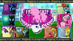 Size: 1920x1080 | Tagged: safe, artist:mysticalpha, apple bloom, applejack, big macintosh, commander hurricane, fili-second, fluttershy, granny smith, mistress marevelous, nightmare moon, pinkie pie, queen chrysalis, radiance, rainbow dash, rarity, saddle rager, sci-twi, soarin', spitfire, sunset shimmer, twilight sparkle, zapp, alicorn, changeling, changeling queen, earth pony, pegasus, pony, unicorn, equestria girls, g4, my little pony equestria girls: friendship games, power ponies (episode), too many pinkie pies, /mlp/, 4chan, 4chan cup, animated, apple family, aviator goggles, clothes, daydream shimmer, equestria girls logo, female, flight suit, flying, male, mane six, mare, masked matter-horn costume, meme, midnight sparkle, no sound, power ponies, rariball, rigging, shadowbolts, stallion, text, twilight sparkle (alicorn), uniform, webm, wonderbolts, wonderbolts uniform