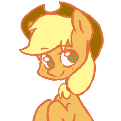 Size: 1280x1280 | Tagged: safe, artist:vaportraiil, part of a set, applejack, earth pony, pony, g4, colored pupils, cowboy hat, cute, female, hat, jackabetes, looking at you, mare, simple background, solo, white background