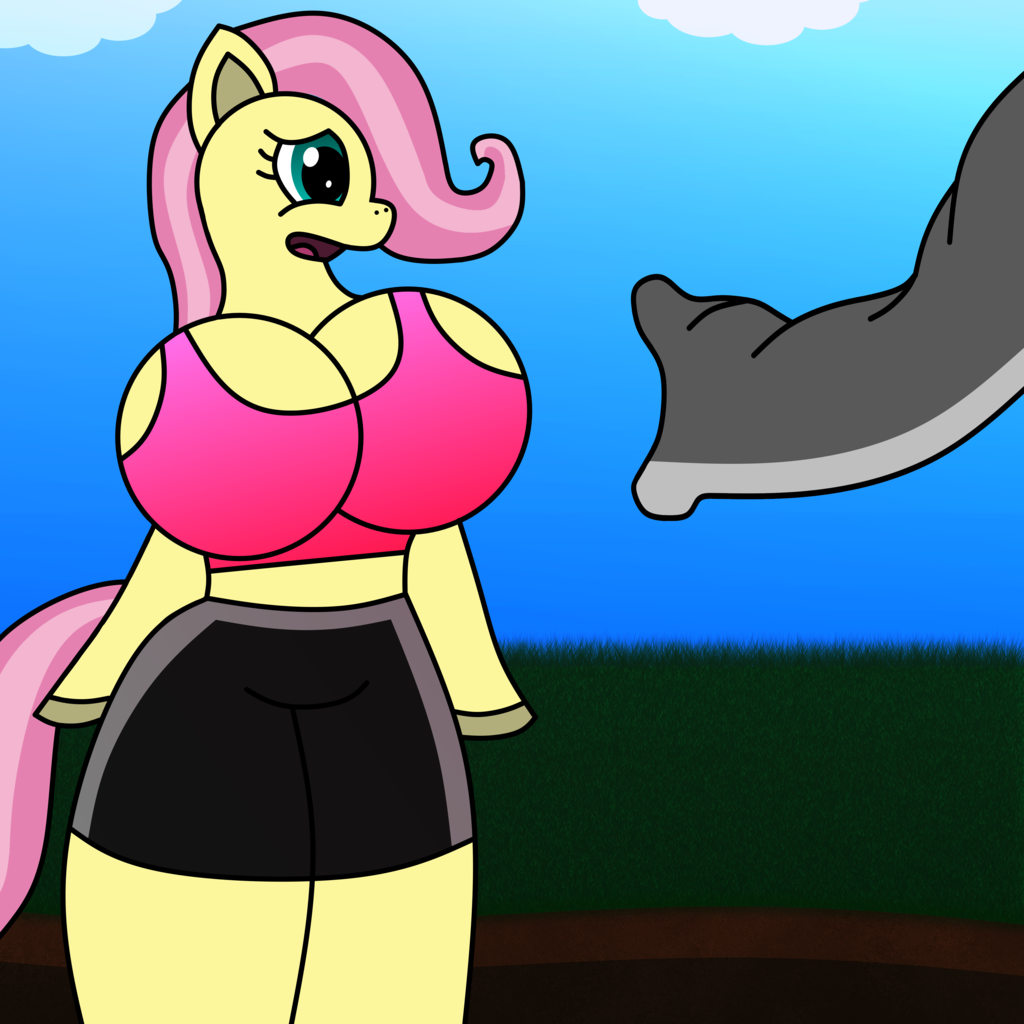 #2075421 - suggestive, artist:game-beatx14, fluttershy, elephant, anthro, a...