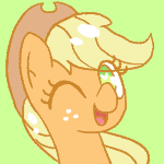 Size: 150x150 | Tagged: safe, artist:softyshy, applejack, earth pony, pony, g4, cute, female, icon, simple background, smiling, solo