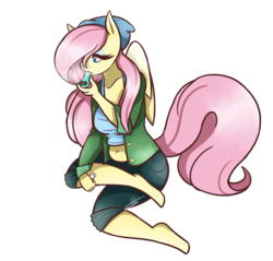 Size: 1049x1002 | Tagged: safe, artist:kaywhitt, fluttershy, pegasus, anthro, g4, belly button, clothes, drugs, female, flutterhigh, high, marijuana, midriff, simple background, smoke, smoke weed everyday, solo, transparent background