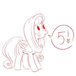 Size: 1163x1163 | Tagged: safe, artist:sprane_swetry, fluttershy, pegasus, pony, g4, my little pony: rainbow roadtrip, 5, countdown, dialogue, female, monochrome, official fan art, simple background, sketch, solo, white background