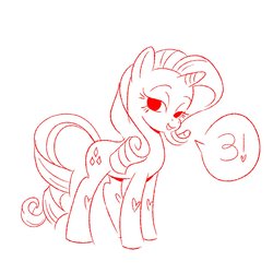 Size: 1489x1489 | Tagged: safe, artist:sprane_swetry, rarity, pony, unicorn, g4, my little pony: rainbow roadtrip, 3, countdown, dialogue, female, heart knees, monochrome, official fan art, simple background, sketch, solo, white background