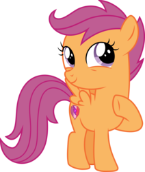 Size: 3261x3841 | Tagged: safe, scootaloo, pegasus, pony, g4, the last crusade, cute, cutealoo, female, filly, foal, high res, raised hoof, simple background, smiling, solo, spread wings, the cmc's cutie marks, transparent background, vector, wings