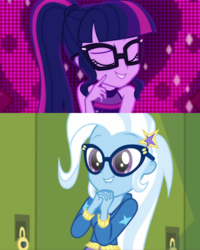 Size: 1912x2392 | Tagged: safe, sci-twi, trixie, twilight sparkle, best trends forever, best trends forever: twilight sparkle, equestria girls, g4, i'm on a yacht, my little pony equestria girls: better together, female, lesbian, ship:sci-twixie, ship:twixie, shipping, the great and nerdy trixie