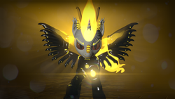 Size: 3840x2160 | Tagged: safe, artist:phoenixtm, oc, oc:delta firedash, dracony, hybrid, 3d, angry, armor, armored wings, dracony alicorn, god of fire, high res, lens flare, looking at you, mane of fire, source filmmaker, spread wings, tail of fire, wings