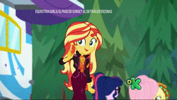 Size: 1920x1080 | Tagged: safe, screencap, applejack, fluttershy, rainbow dash, sci-twi, sunset shimmer, twilight sparkle, equestria girls, equestria girls series, g4, sunset's backstage pass!, spoiler:eqg series (season 2), accidental spanking, animated, blushing, cute, dashabetes, female, geode of empathy, geode of super speed, magical geodes, music festival outfit, shimmerbetes, slapstick, sound, spanking, thank you, webm, you know for kids