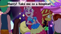 Size: 1152x648 | Tagged: safe, edit, edited screencap, screencap, pinkie pie, sunset shimmer, velvet sky, equestria girls, equestria girls specials, g4, my little pony equestria girls: better together, my little pony equestria girls: sunset's backstage pass, clothes, female, geode of sugar bombs, magical geodes, music festival outfit