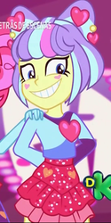 Size: 541x1080 | Tagged: safe, screencap, supernova zap, equestria girls, equestria girls series, g4, sunset's backstage pass!, spoiler:eqg series (season 2), clothes, cropped, grin, hand on shoulder, miniskirt, skirt, smiling, solo focus, su-z