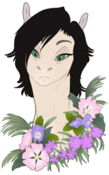 Size: 1200x1920 | Tagged: safe, artist:dementra369, oc, oc only, oc:kira baer, pony, bust, female, flower, mare, portrait, simple background, solo, transparent background