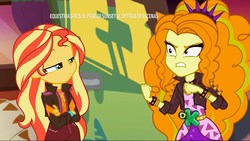 Size: 1920x1080 | Tagged: safe, edit, edited screencap, screencap, adagio dazzle, sunset shimmer, equestria girls, equestria girls specials, g4, my little pony equestria girls: better together, my little pony equestria girls: sunset's backstage pass, clothes, crossed arms, music festival outfit