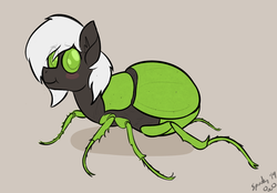 Size: 1358x943 | Tagged: safe, artist:spookitty, oc, oc only, oc:jacqui sunshine, changeling, insect, green changeling, raffle prize, solo