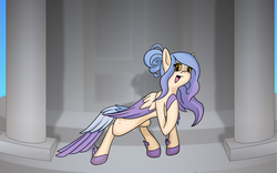 Size: 4000x2500 | Tagged: safe, artist:albinoraynedeer, oc, oc only, oc:sappho, pegasus, pony, bird tail, courthouse, female, presentation, speech