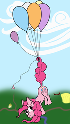 Size: 4096x7282 | Tagged: safe, artist:venaf, pinkie pie, earth pony, pony, g4, absurd resolution, atg 2019, balloon, female, floating, newbie artist training grounds, solo, then watch her balloons lift her up to the sky